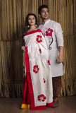 White Red Handloom Couple Set