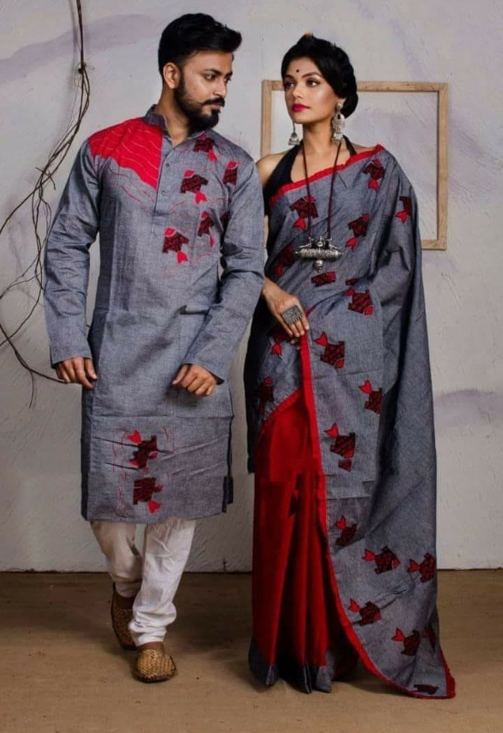 Grey Handloom Couple Set