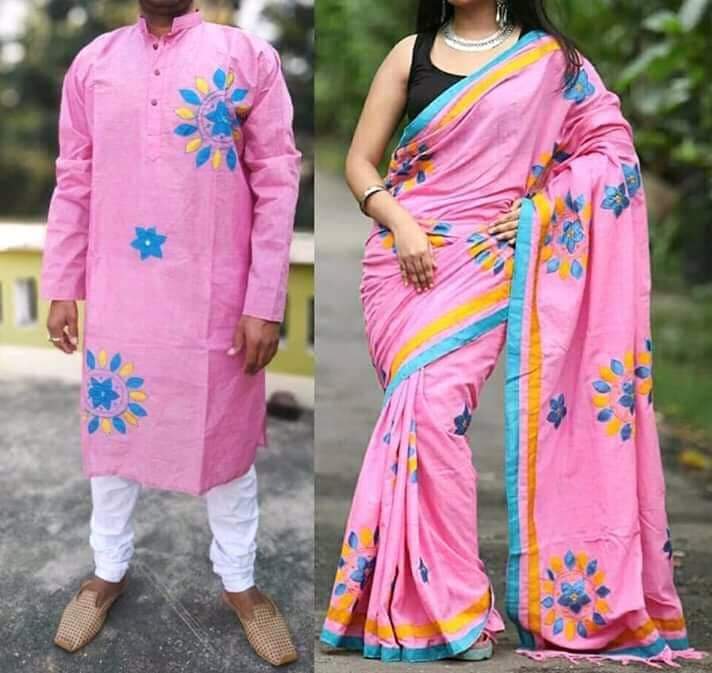 Pink Handloom Couple Set