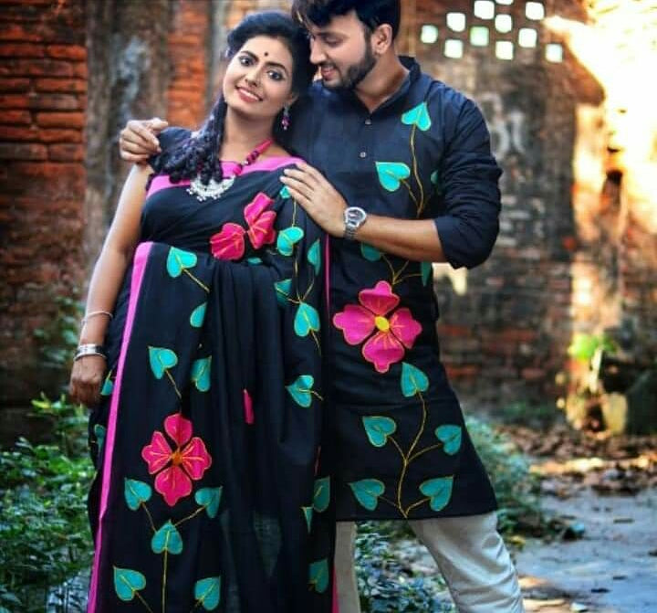 Black Handloom Couple Set