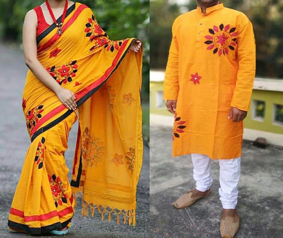 Yellow Handloom Couple Set