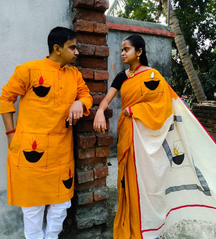 Yellow Handloom Couple Set