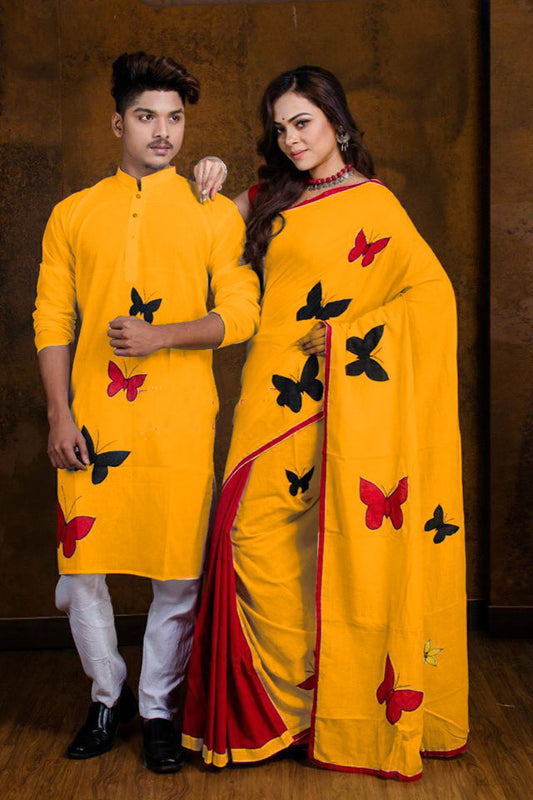 Yellow Handloom Couple Set