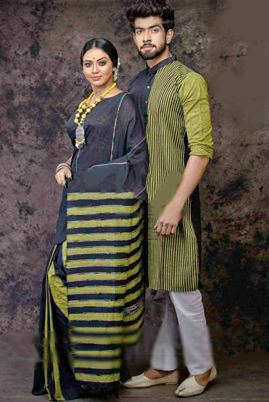 Black Handloom Couple Set - Dailybuyys