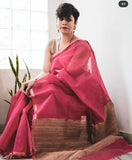 Violet Khesh Pure Cotton Handloom Saree Get Extra 10% Discount on All Prepaid Transaction