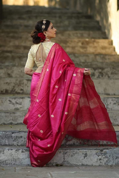 Rani Pure Munga Cotton Silk Handloom Saree
