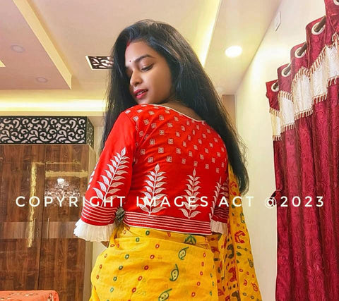 Red beautiful Embroidered designer Blouses Get Extra 10% Discount on All Prepaid Transaction