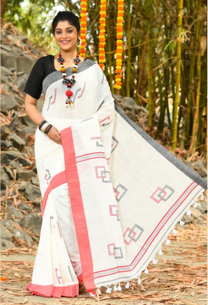 Beautiful White Handloom Cotton Sarees