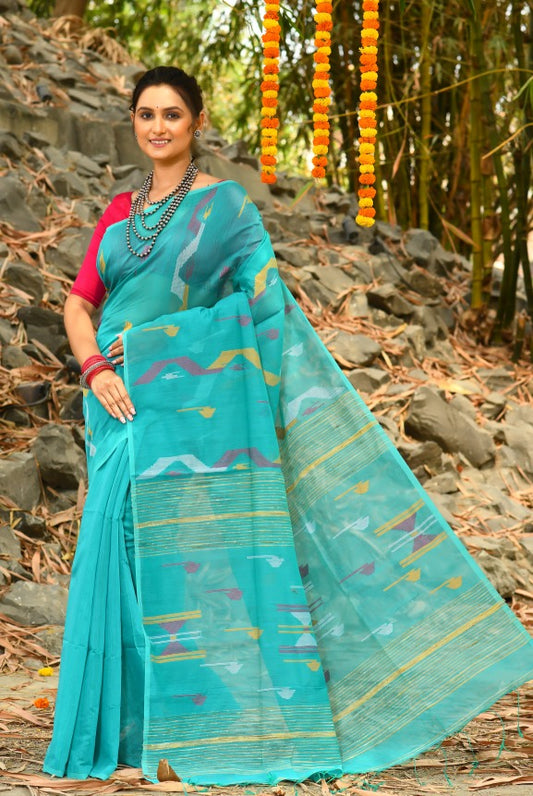 Beautiful Blue Handloom Cotton Sarees