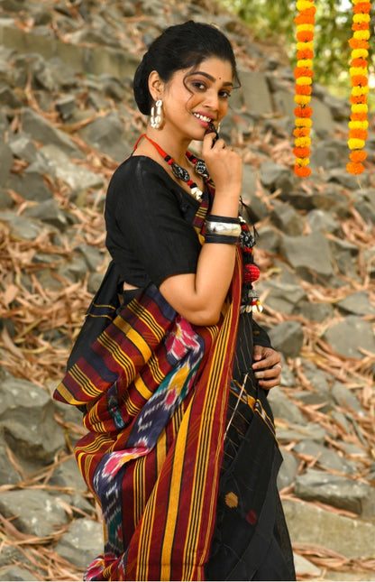 Beautiful Black Handloom Cotton Sarees