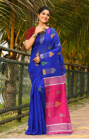 Beautiful Blue Handloom Cotton Sarees