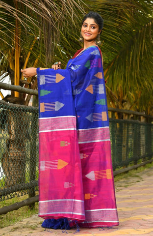 Beautiful Blue Handloom Cotton Sarees