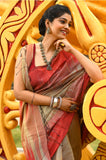 Beautiful Red Ikkat Handloom Cotton Sarees Get Extra 10% Discount on All Prepaid Transaction