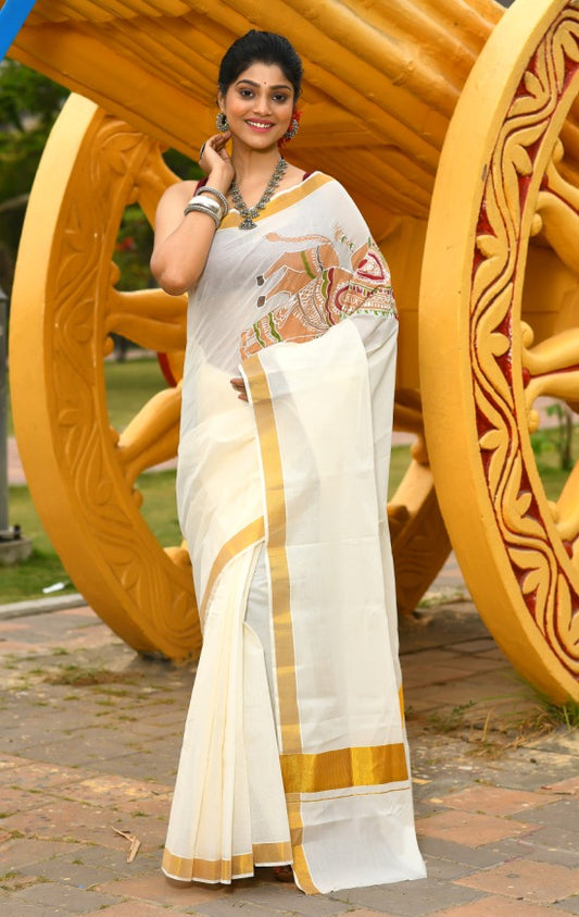 Beautiful White Handloom Cotton Sarees