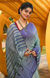 Beautiful White Ikkat Handloom Cotton Sarees Get Extra 10% Discount on All Prepaid Transaction