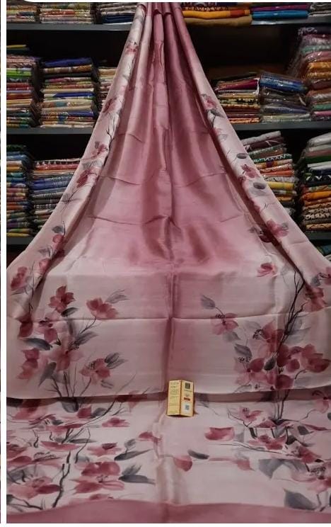 Pink Pure Silk Mark Certified Murshidabad Silk Sarees