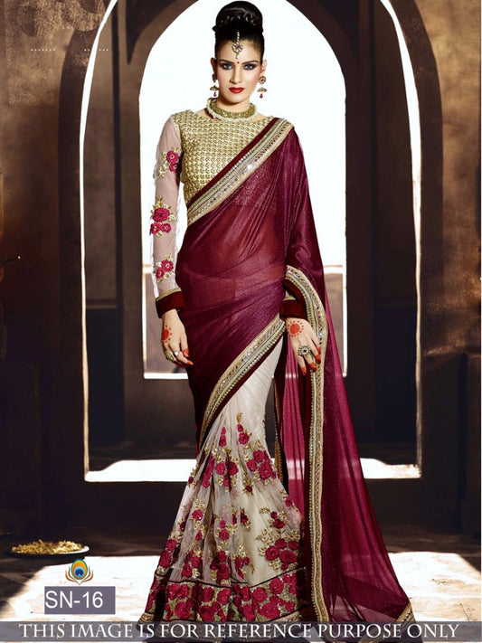 Marron Silver Georgette Sarees - Dailybuyys