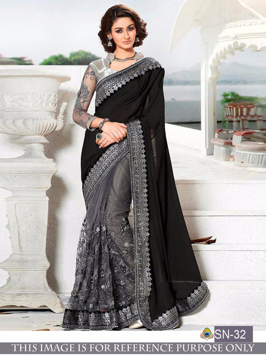 Black Georgette Sarees - Dailybuyys