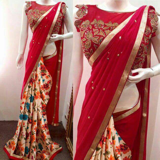Fancy Red Georgette Sarees