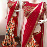 Fancy Red Georgette Sarees