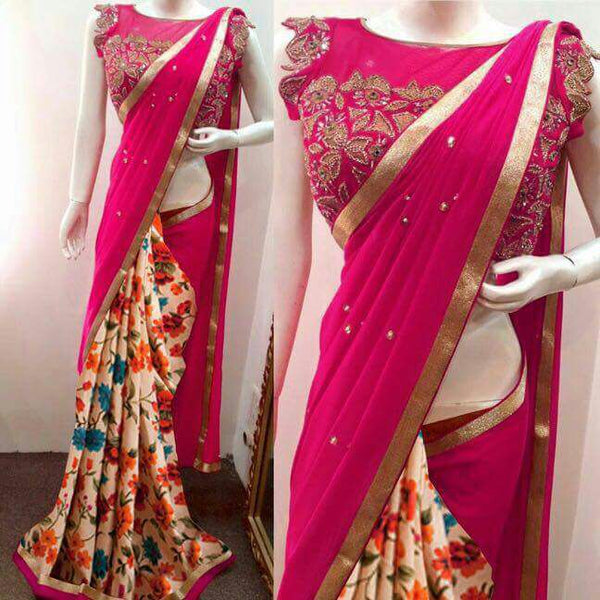 Pink Georgette Saree With Blouse 272707