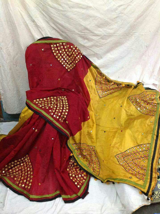 Red Kathiawari Sarees - Dailybuyys