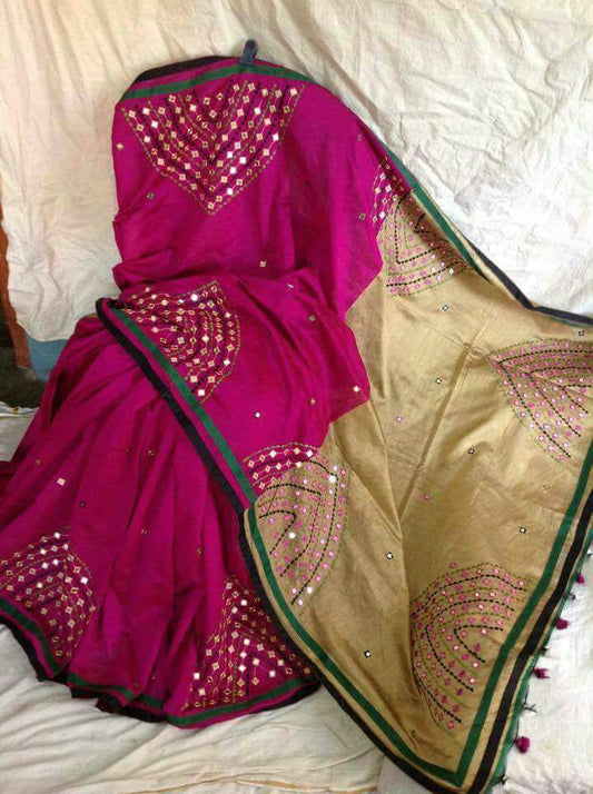 Pink Kathiawari Sarees - Dailybuyys