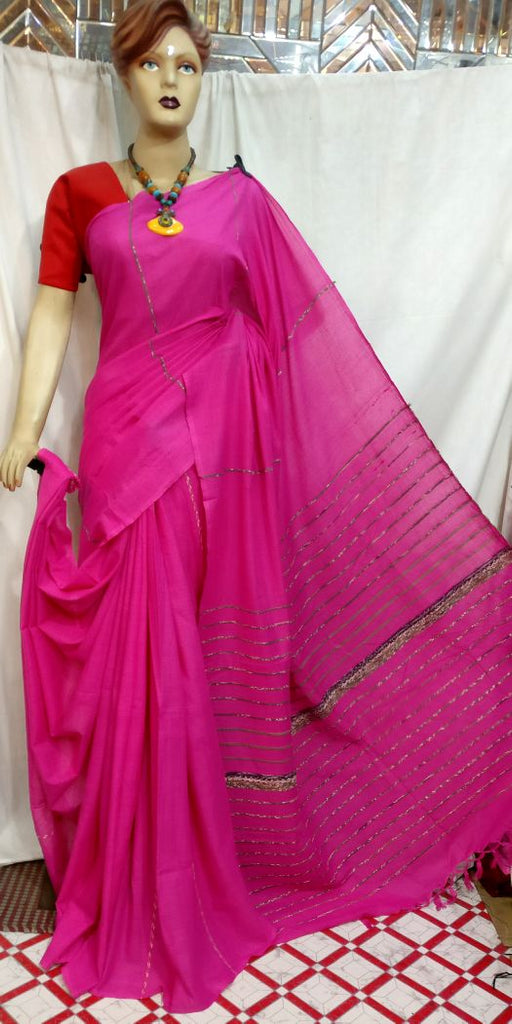 Pink Pure Cotton Khesh Sarees
