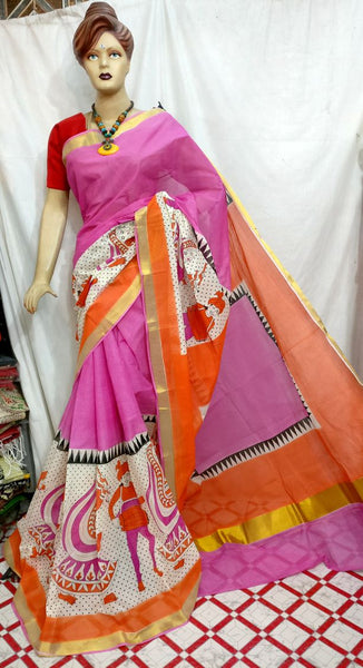 Pink Kerala Pure Cotton Sarees