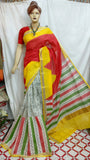 Yellow Red Kerala Pure Cotton Sarees