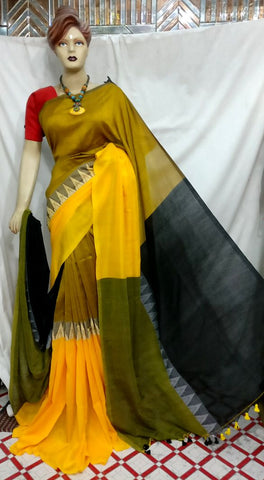 Yellow Bengal Handloom Khadi Sarees