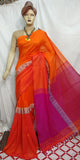 Orange Bengal Handloom Khadi Sarees