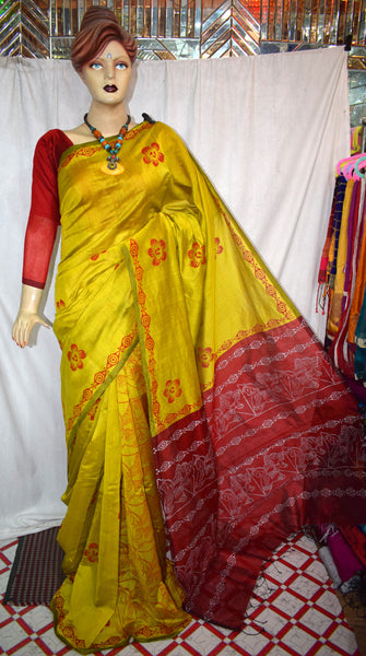 Yellow Handloom Pure Cotton Silk Sarees