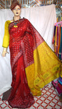Red Yellow Handloom Pure Cotton Silk Sarees