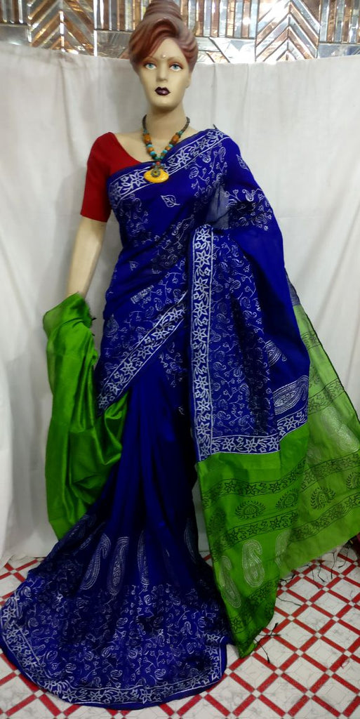 Blue Green Bengal Handloom Silk Sarees