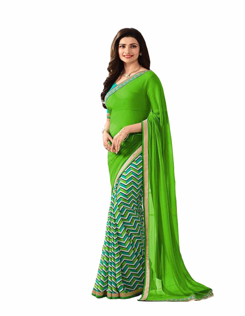 Sky and Green Georgette Sarees