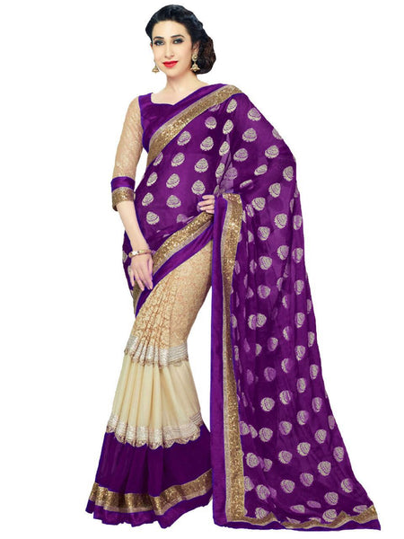 Purple Rassel Georgette Sarees