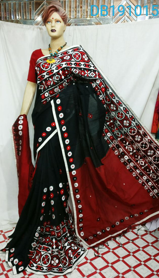 Blue Red Kachhi Work Kathiawari Sarees - Dailybuyys