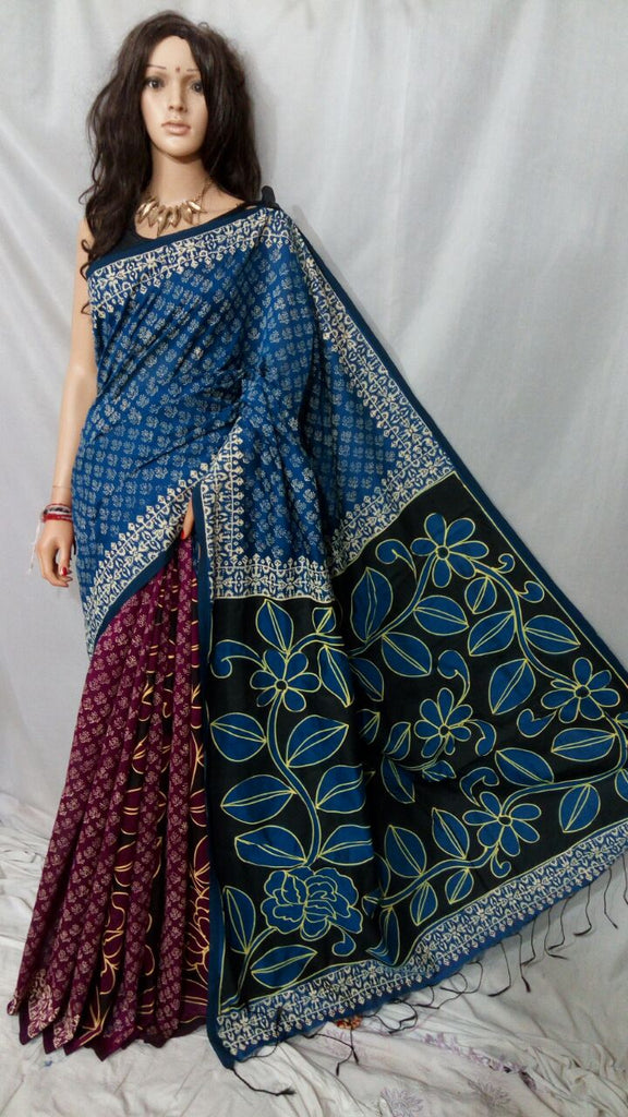 Sky Block Pure Cotton Silk Sarees Get Extra 10% Discount on All Prepaid Transaction