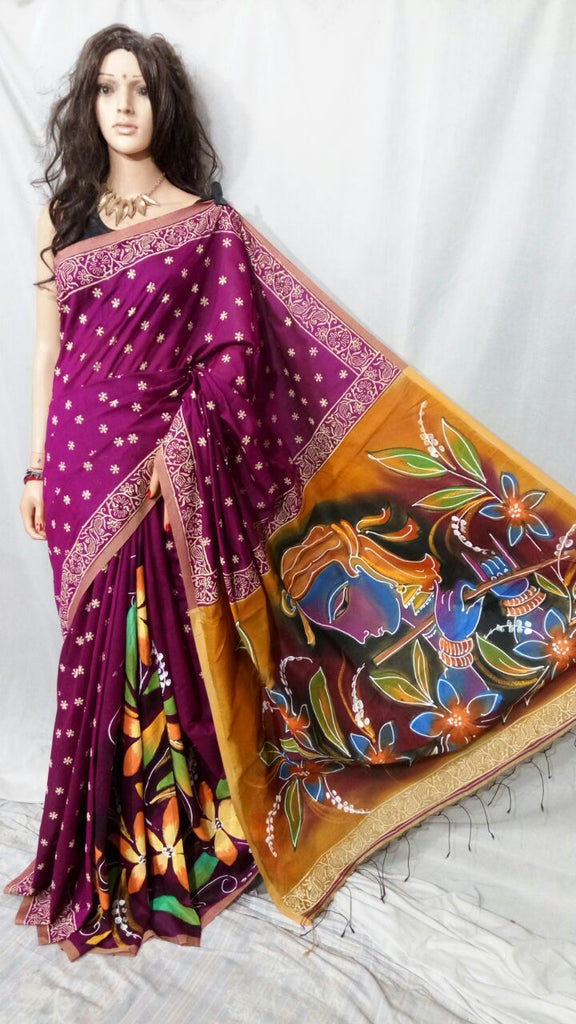 Pink Block Pure Cotton Silk Sarees Get Extra 10% Discount on All Prepaid Transaction