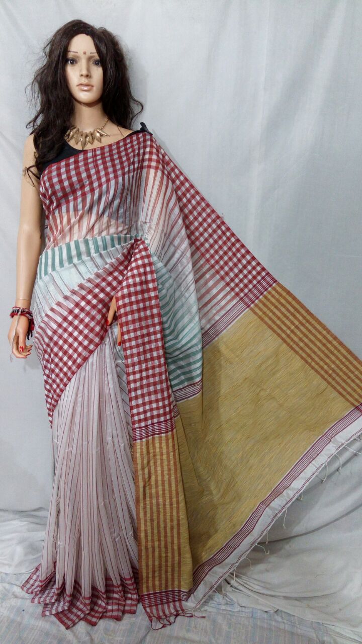 White Purple Ikkat Sarees - Dailybuyys