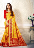 Yellow Red Banarasi Silk Sarees