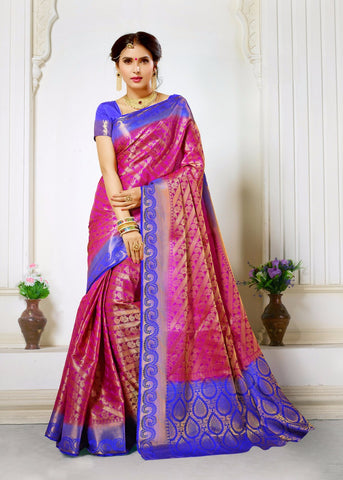 Pink Blue Banarasi Silk Sarees
