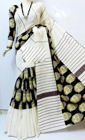 White Black Khesh Sarees - Dailybuyys