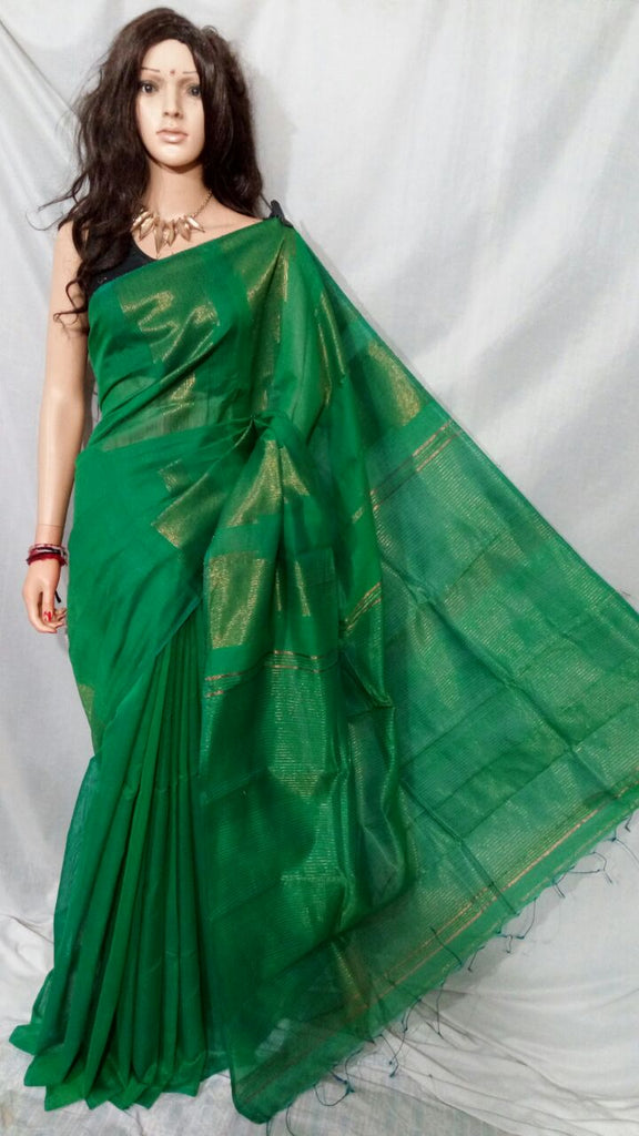 Green Pure Cotton Silk Sarees