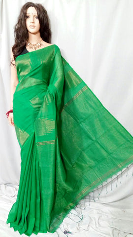 Green Pure Cotton Silk Sarees