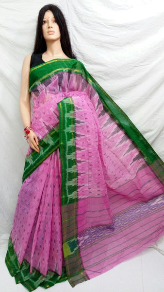 Pink Green Dhanekhali Tant Sarees