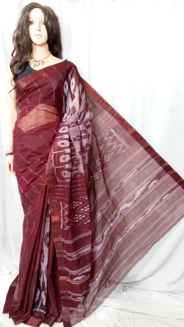 Marron Dhanekhali Tant Sarees - Dailybuyys