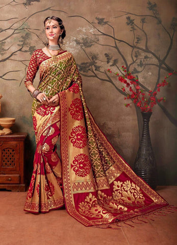 Red & Golden Kanjivaram Silk Sarees