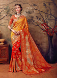 Orange and Golden Design Kanjivaram Silk Sarees